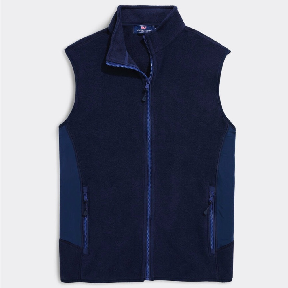 NWT Vineyard Vines Men's Custom Harbor Fleece Vest Medium Navy Casual Nautical